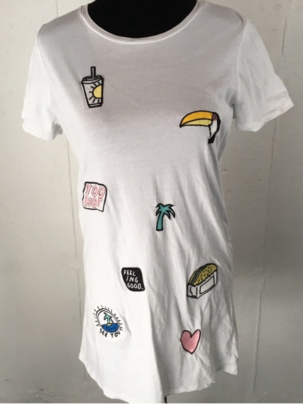 Alcott White Swim Coverup with Colorful Summer Patches